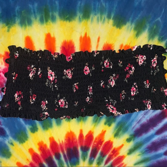 Smocked Underwire Floral Bandeau Bikini Top - Picture 1 of 3